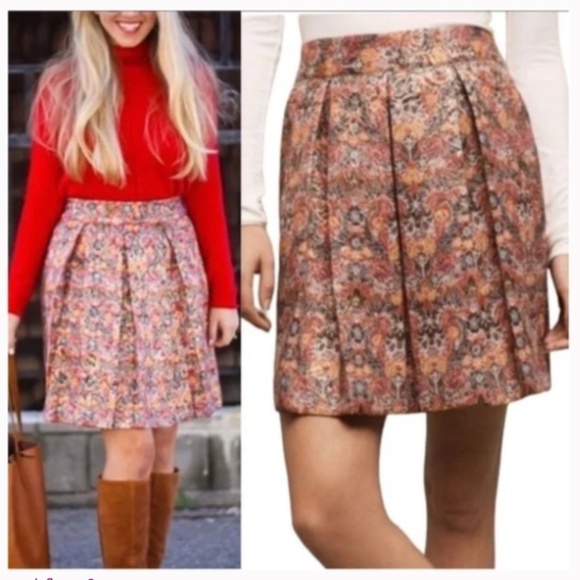 ANTHROPOLOGIE MAEVE ROSIA SKIRT BROCADE FLORAL METALLIC NEW SZ XL - Picture 9 of 15